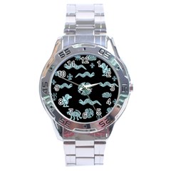 Aztecs Pattern Stainless Steel Analogue Watch by ValentinaDesign