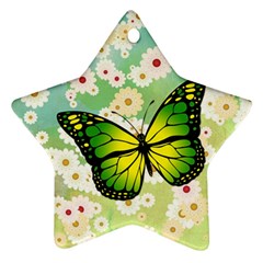 Green Butterfly Ornament (star) by linceazul