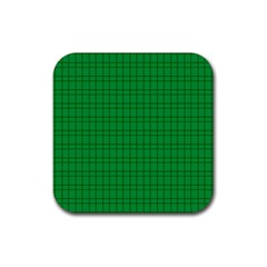 Pattern Green Background Lines Rubber Coaster (square)  by Nexatart