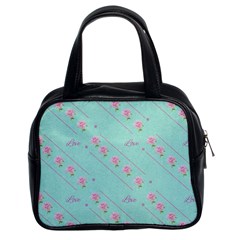 Flower Pink Love Background Texture Classic Handbags (2 Sides) by Nexatart