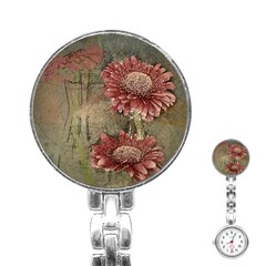 Flowers Plant Red Drawing Art Stainless Steel Nurses Watch by Nexatart