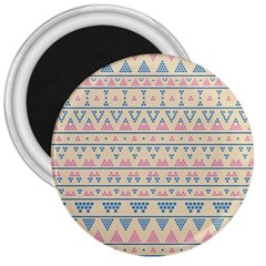 Blue And Pink Tribal Pattern 3  Magnets by berwies