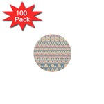 blue and pink tribal pattern 1  Mini Buttons (100 pack) 