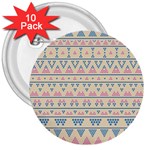 blue and pink tribal pattern 3  Buttons (10 pack) 