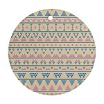 blue and pink tribal pattern Round Ornament (Two Sides)