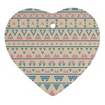 blue and pink tribal pattern Heart Ornament (Two Sides)