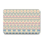 blue and pink tribal pattern Small Doormat 