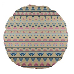 Blue And Pink Tribal Pattern Large 18  Premium Round Cushions by berwies