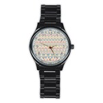 blue and pink tribal pattern Stainless Steel Round Watch