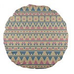 blue and pink tribal pattern Large 18  Premium Flano Round Cushions