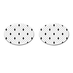 Black White Hexagon Dots Cufflinks (oval)