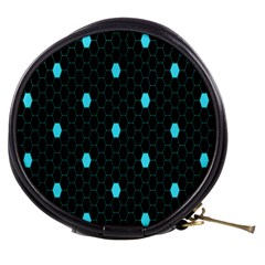 Blue Black Hexagon Dots Mini Makeup Bags by Mariart