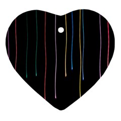 Falling Light Lines Perfection Graphic Colorful Heart Ornament (two Sides) by Mariart