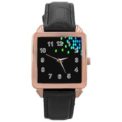 Green Black Widescreen Rose Gold Leather Watch 