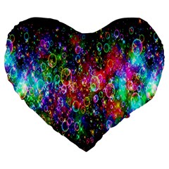 Colorful Bubble Shining Soap Rainbow Large 19  Premium Heart Shape Cushions by Mariart