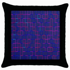 Grid Lines Square Pink Cyan Purple Blue Squares Lines Plaid Throw Pillow Case (black) by Mariart