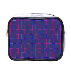 Grid Lines Square Pink Cyan Purple Blue Squares Lines Plaid Mini Toiletries Bags