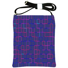 Grid Lines Square Pink Cyan Purple Blue Squares Lines Plaid Shoulder Sling Bags by Mariart