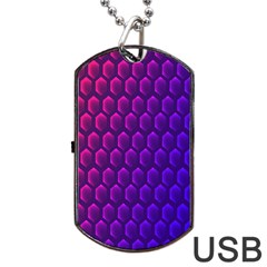 Hexagon Widescreen Purple Pink Dog Tag Usb Flash (one Side) by Mariart
