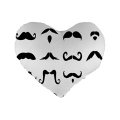 Mustache Man Black Hair Style Standard 16  Premium Flano Heart Shape Cushions