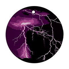 Lightning Pink Sky Rain Purple Light Round Ornament (two Sides) by Mariart