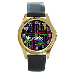 Mustache Round Gold Metal Watch by Mariart