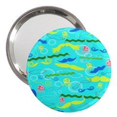 Mustache Jellyfish Blue Water Sea Beack Swim Blue 3  Handbag Mirrors by Mariart