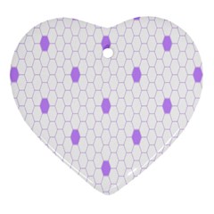 Purple White Hexagon Dots Ornament (heart) by Mariart