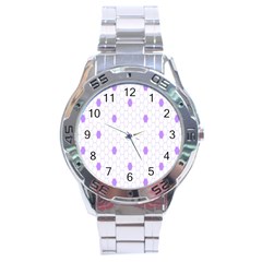 Purple White Hexagon Dots Stainless Steel Analogue Watch by Mariart
