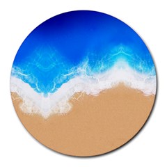 Sand Beach Water Sea Blue Brown Waves Wave Round Mousepads by Mariart