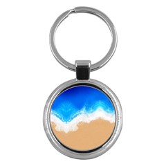 Sand Beach Water Sea Blue Brown Waves Wave Key Chains (round)  by Mariart