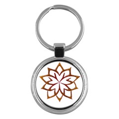 Abstract Shape Outline Floral Gold Key Chains (round)  by Nexatart