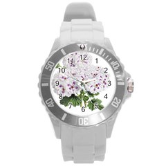 Flower Plant Blossom Bloom Vintage Round Plastic Sport Watch (l) by Nexatart