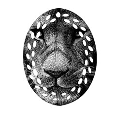 My Lion Sketch Oval Filigree Ornament (two Sides)