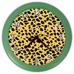 Skin Animals Cheetah Dalmation Black Yellow Color Wall Clocks by Mariart