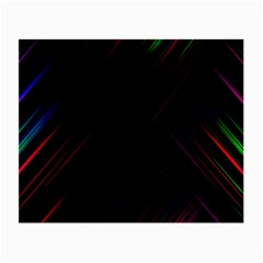 Streaks Line Light Neon Space Rainbow Color Black Small Glasses Cloth (2-side) by Mariart