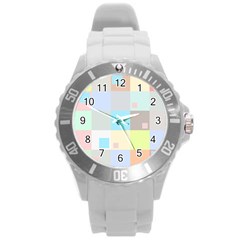 Pastel Diamonds Background Round Plastic Sport Watch (l) by Nexatart