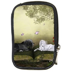 Wonderful Whte Unicorn With Black Horse Compact Camera Cases by FantasyWorld7