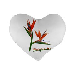 Bird Of Paradise Standard 16  Premium Flano Heart Shape Cushions by Valentinaart