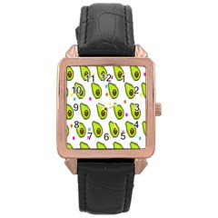 Avocado Seeds Green Fruit Plaid Rose Gold Leather Watch  by Mariart
