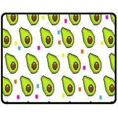 Avocado Seeds Green Fruit Plaid Double Sided Fleece Blanket (medium) 