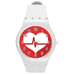 Cardiologist Hypertension Rheumatology Specialists Heart Rate Red Love Round Plastic Sport Watch (m) by Mariart