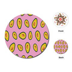 Fruit Avocado Green Pink Yellow Playing Cards (round)  by Mariart