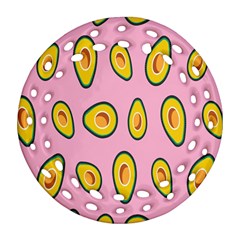 Fruit Avocado Green Pink Yellow Ornament (round Filigree)