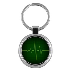 Heart Rate Green Line Light Healty Key Chains (round)  by Mariart