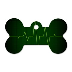 Heart Rate Green Line Light Healty Dog Tag Bone (two Sides) by Mariart