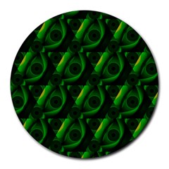 Green Eye Line Triangle Poljka Round Mousepads