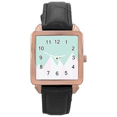 Montain Blue Snow Chevron Wave Pink Rose Gold Leather Watch  by Mariart