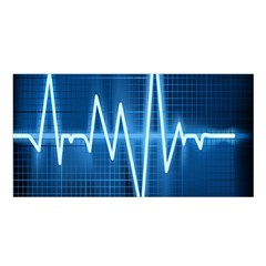 Heart Monitoring Rate Line Waves Wave Chevron Blue Satin Shawl