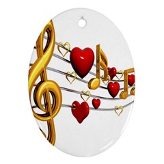 Music Notes Heart Beat Oval Ornament (two Sides) by Mariart